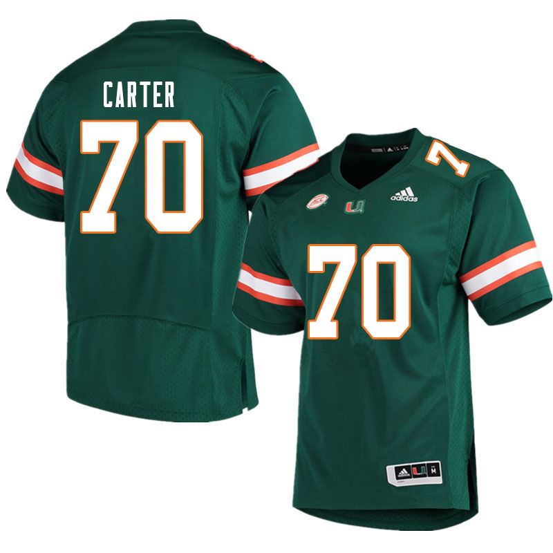 Men #70 Earnest Carter Miami Hurricanes College Football Jerseys Sale-Green